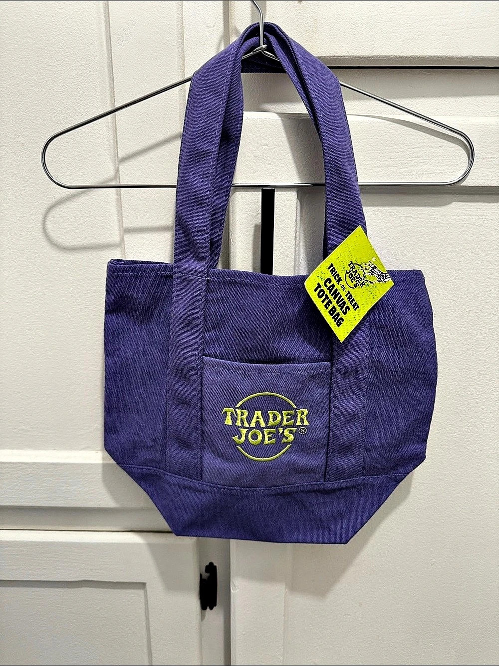 Trader Joe's Trick-or-Treat Mini Canvas Tote Bag Purple